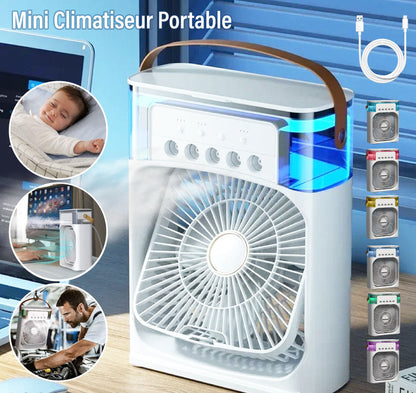 Min i Refroidisseur D’air Portable À Glaçons À 3 Vitesses avec LED intégré.