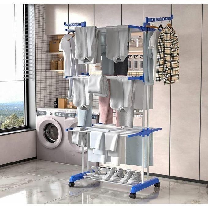 Séchoir à Linge Pliant à 3 Niveaux avec Roulettes