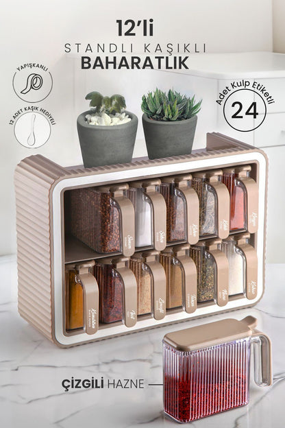 Pack de 12 Pots à Épices "Chef Master" – Mural & Organisé