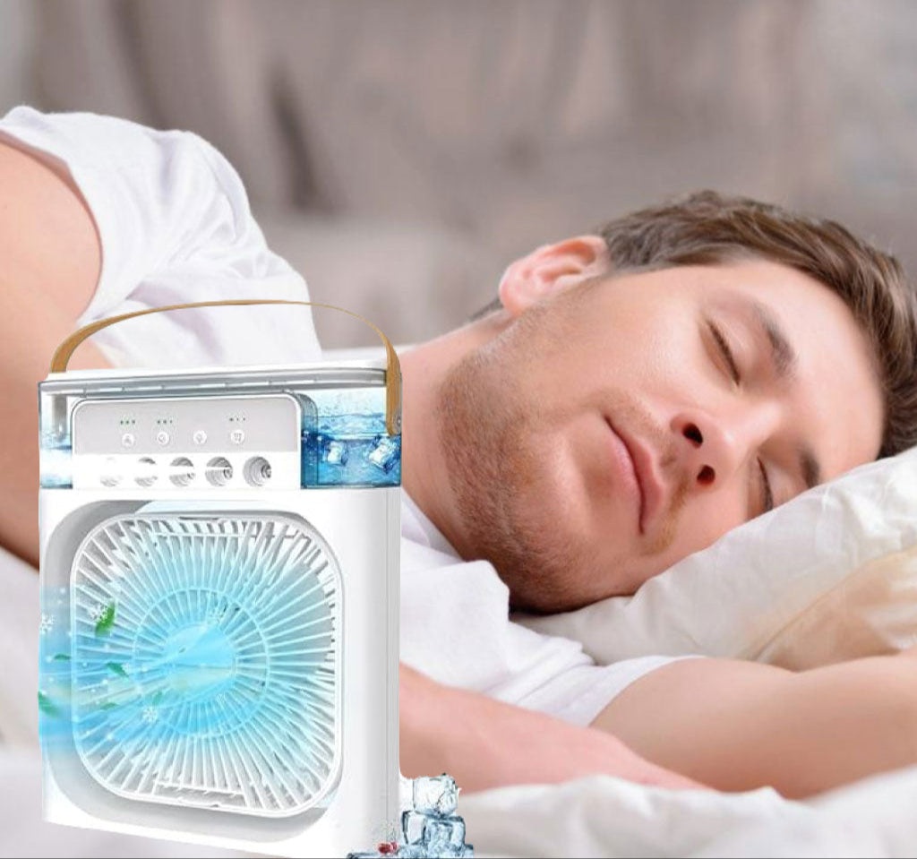 Min i Refroidisseur D’air Portable À Glaçons À 3 Vitesses avec LED intégré.