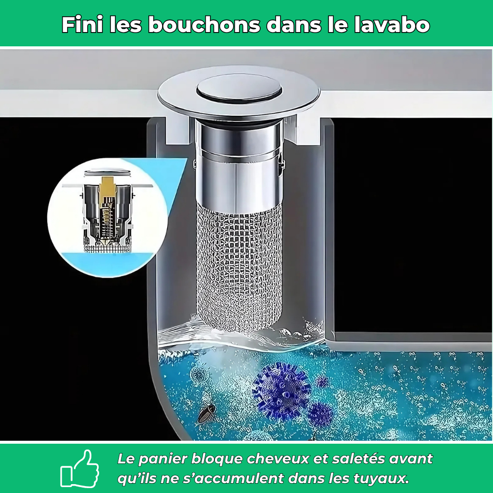 2 Bouchons de lavabo avec panier filtre