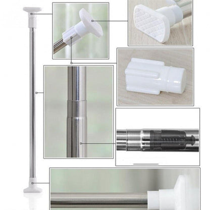Tringle À Rideaux Sans Perçage Avec Barre De Serrage Réglable Pour Salle De Bain, Garde Robe.
