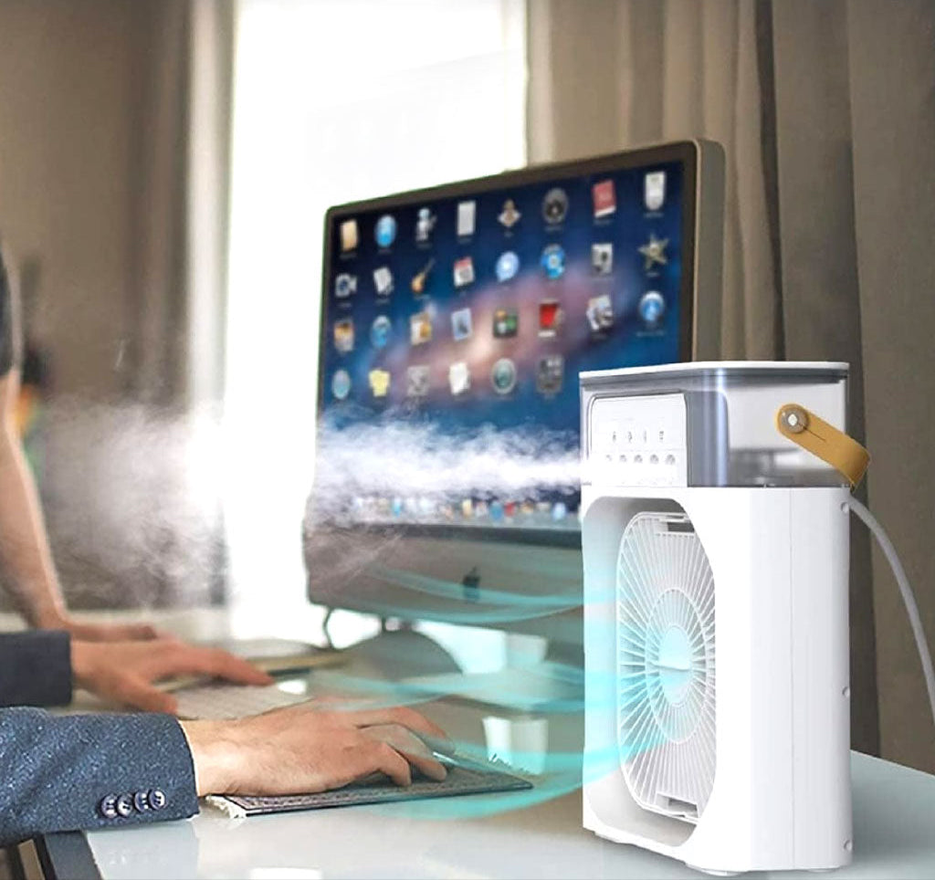 Min i Refroidisseur D’air Portable À Glaçons À 3 Vitesses avec LED intégré.