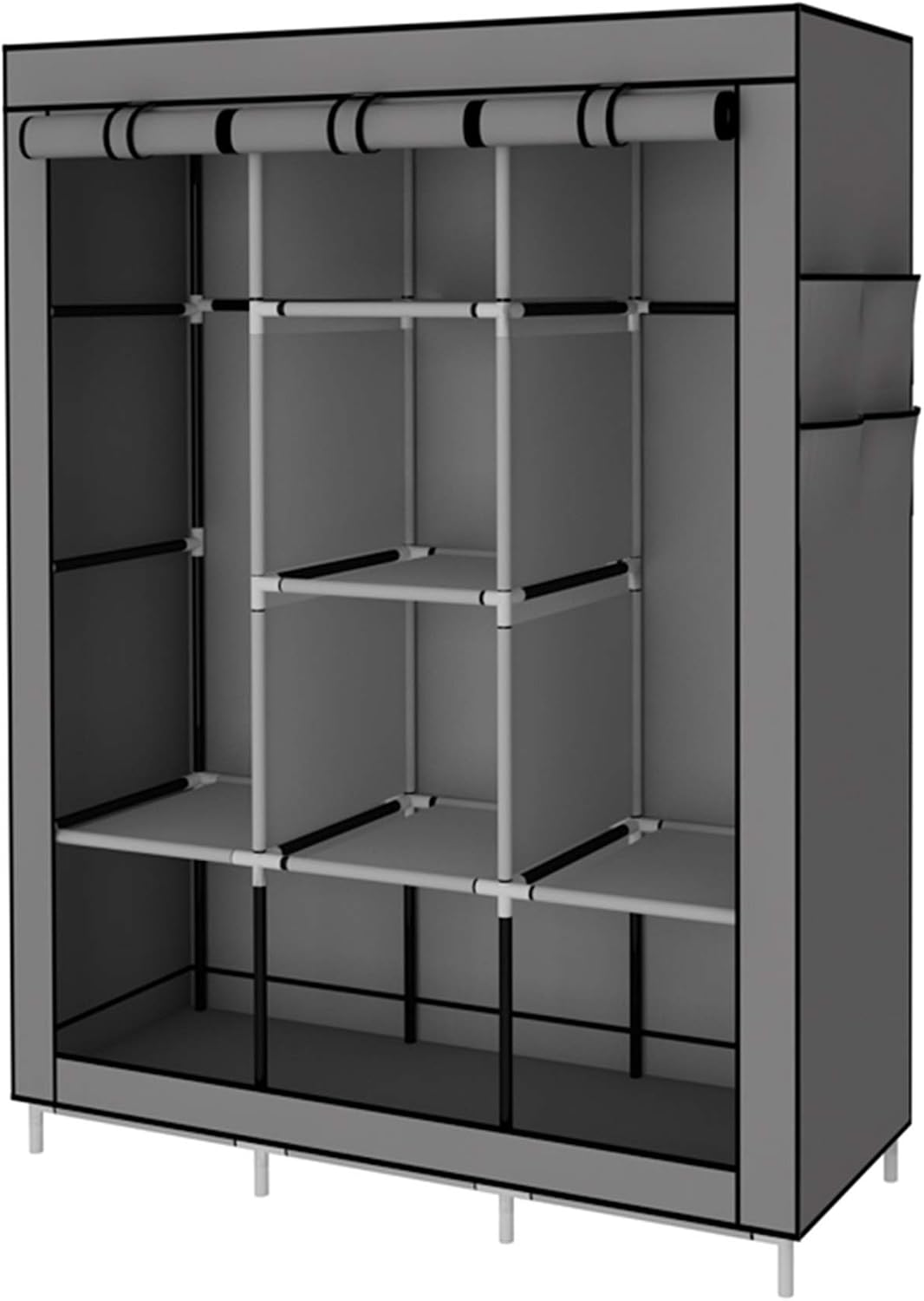 Armoire de Rangement Module en Tissu – 2 Penderies & 8 Étagères