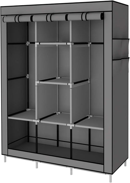 Armoire de Rangement Module en Tissu – 2 Penderies & 8 Étagères