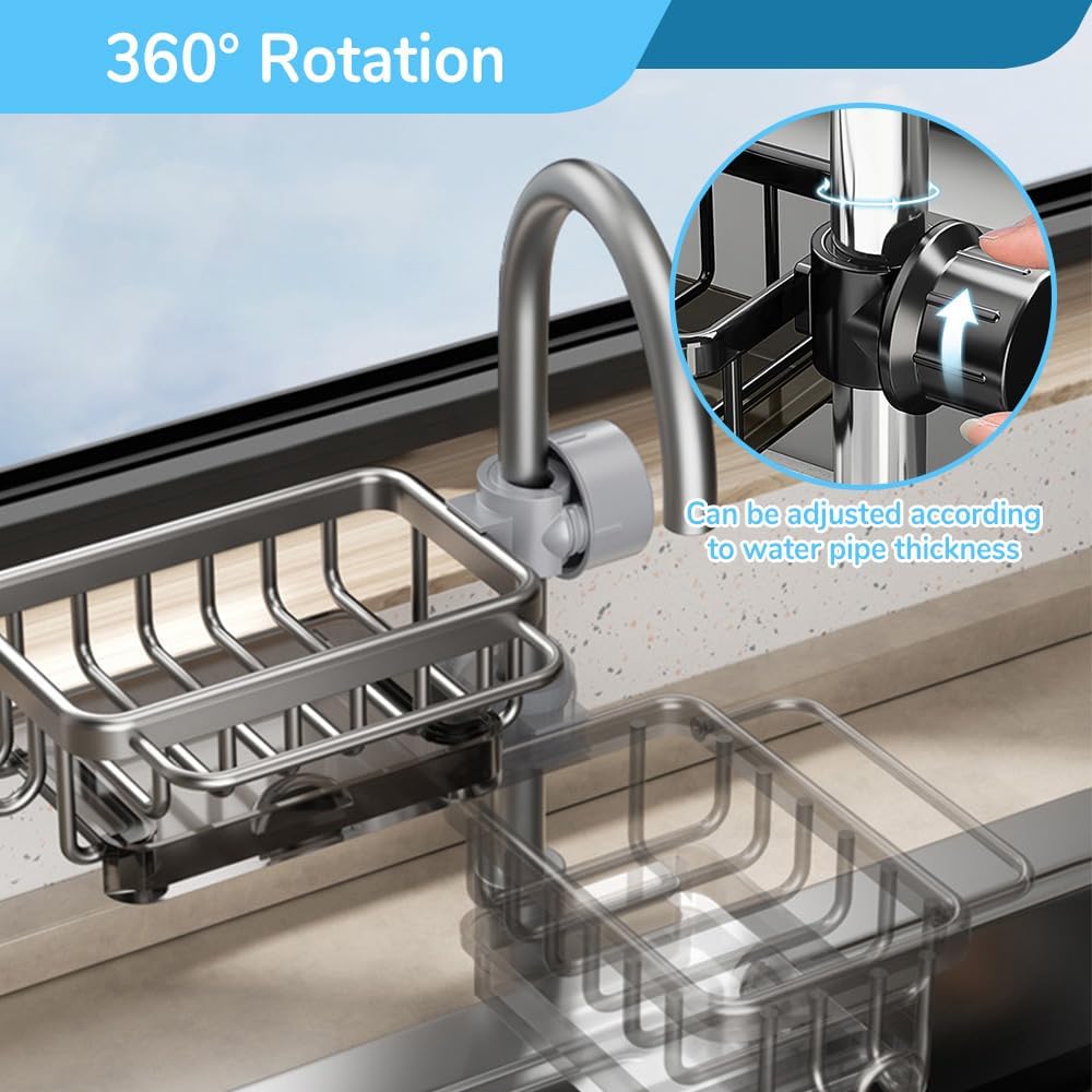 Porte Éponge Robinet Premium Multifonction – Évier Propre en 5 Secondes