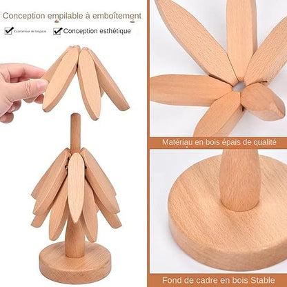 4 Pcs Dessous de plat en bois – sous-plat résistant à la chaleur