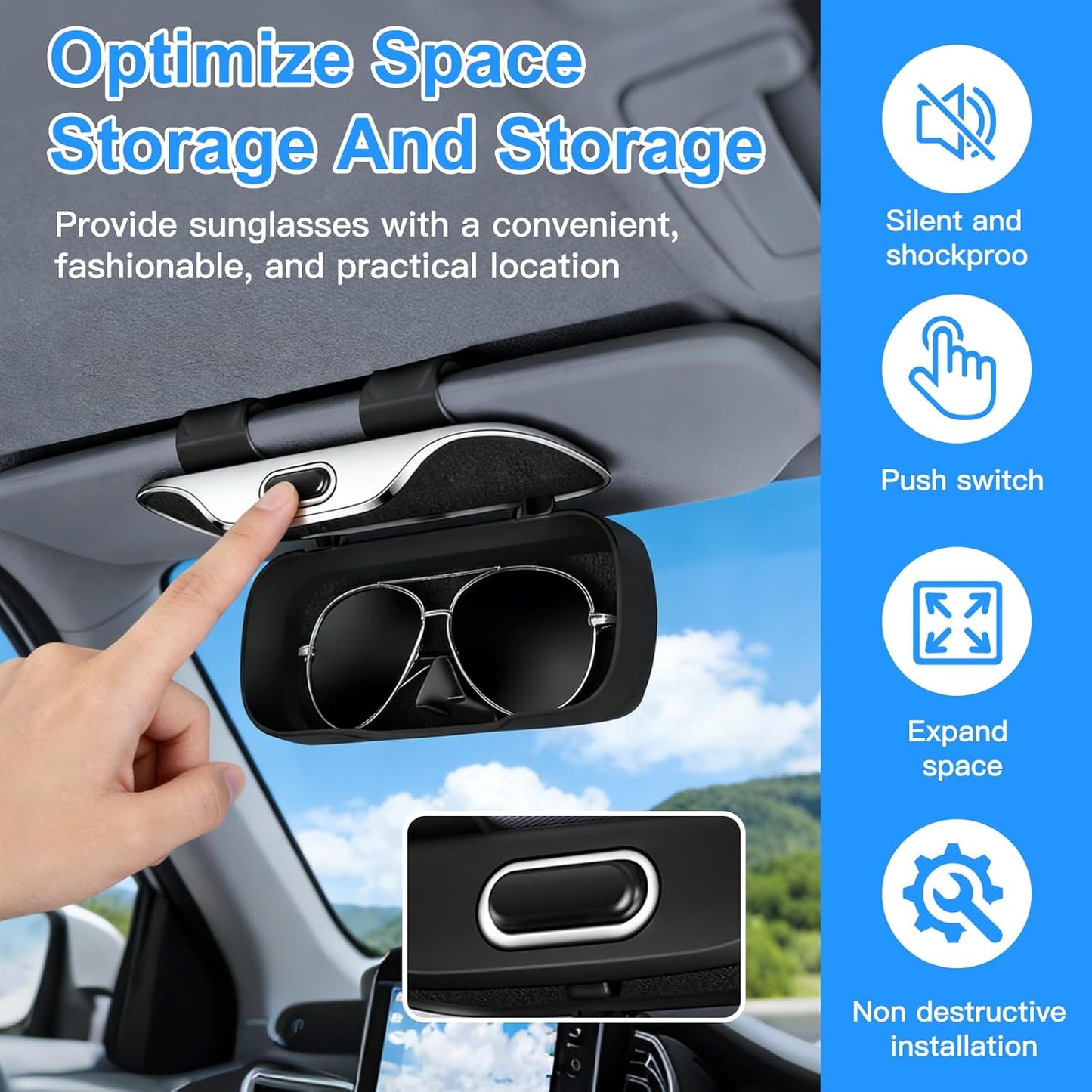 Boîtier à Lunettes pour Voiture – Fixation Stable & Ouverture à Une Main