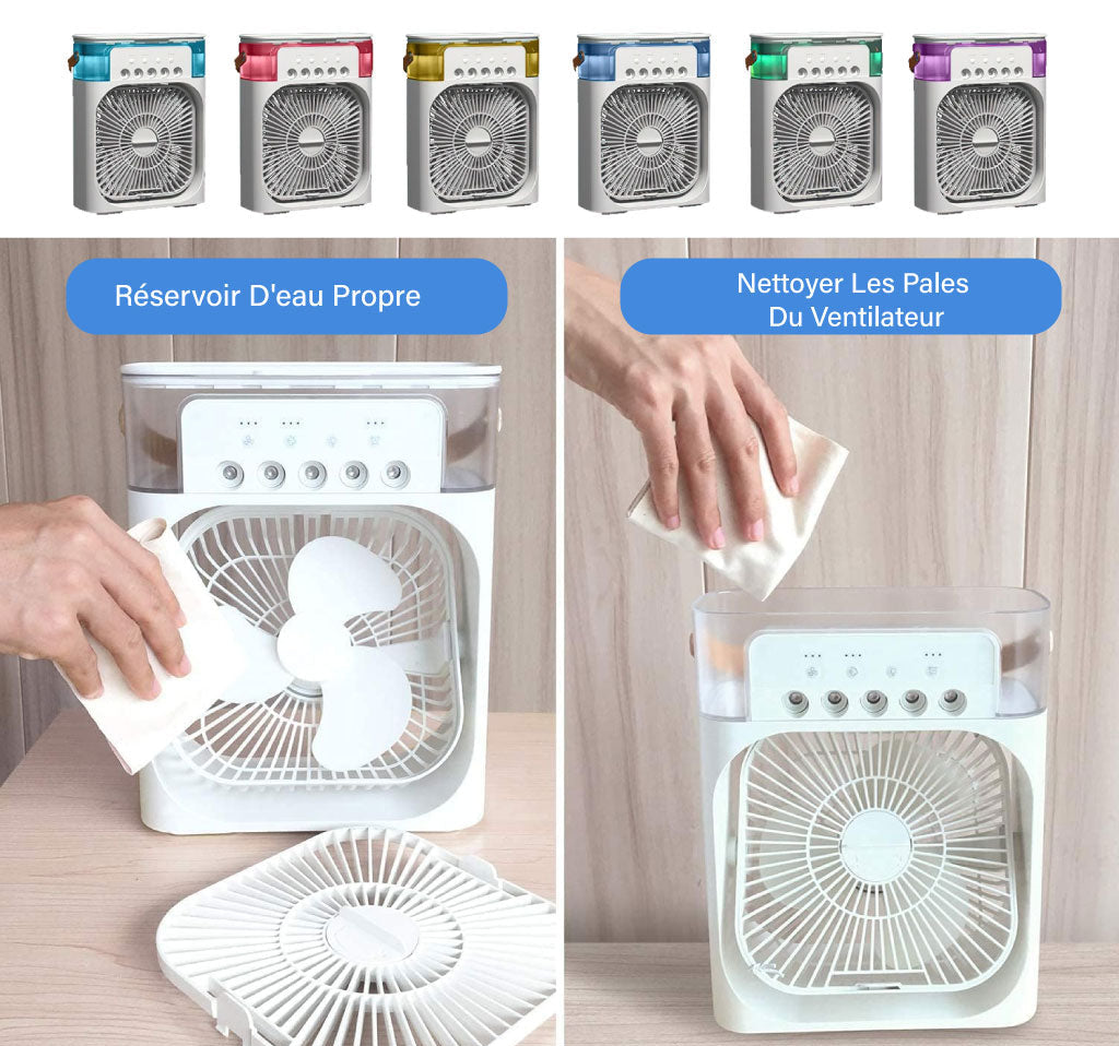 Min i Refroidisseur D’air Portable À Glaçons À 3 Vitesses avec LED intégré.