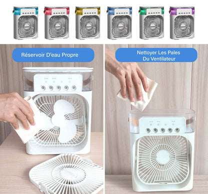 Min i Refroidisseur D’air Portable À Glaçons À 3 Vitesses avec LED intégré.