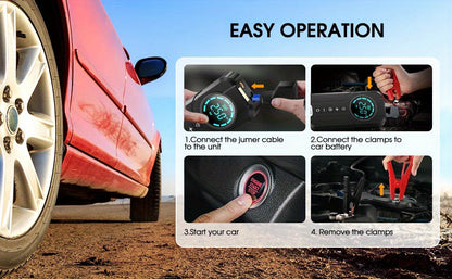 Booster de Voiture 3-en-1 – 3000A + Compresseur + Power Bank