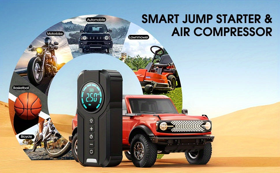 Booster de Voiture 3-en-1 – 3000A + Compresseur + Power Bank