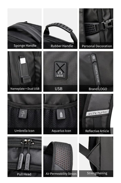 Sac à Dos Arctic Hunter – 30L | Ordinateur 13–17" | USB
