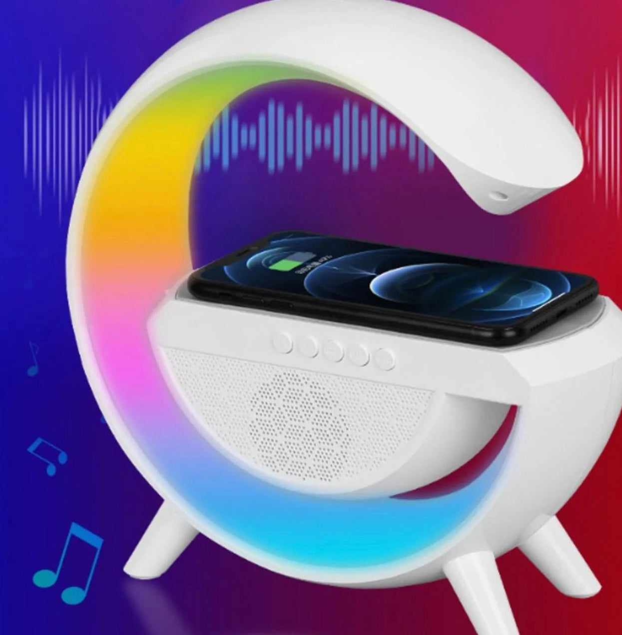 Speaker Bluetooth RGB avec chargeur wireless universel.