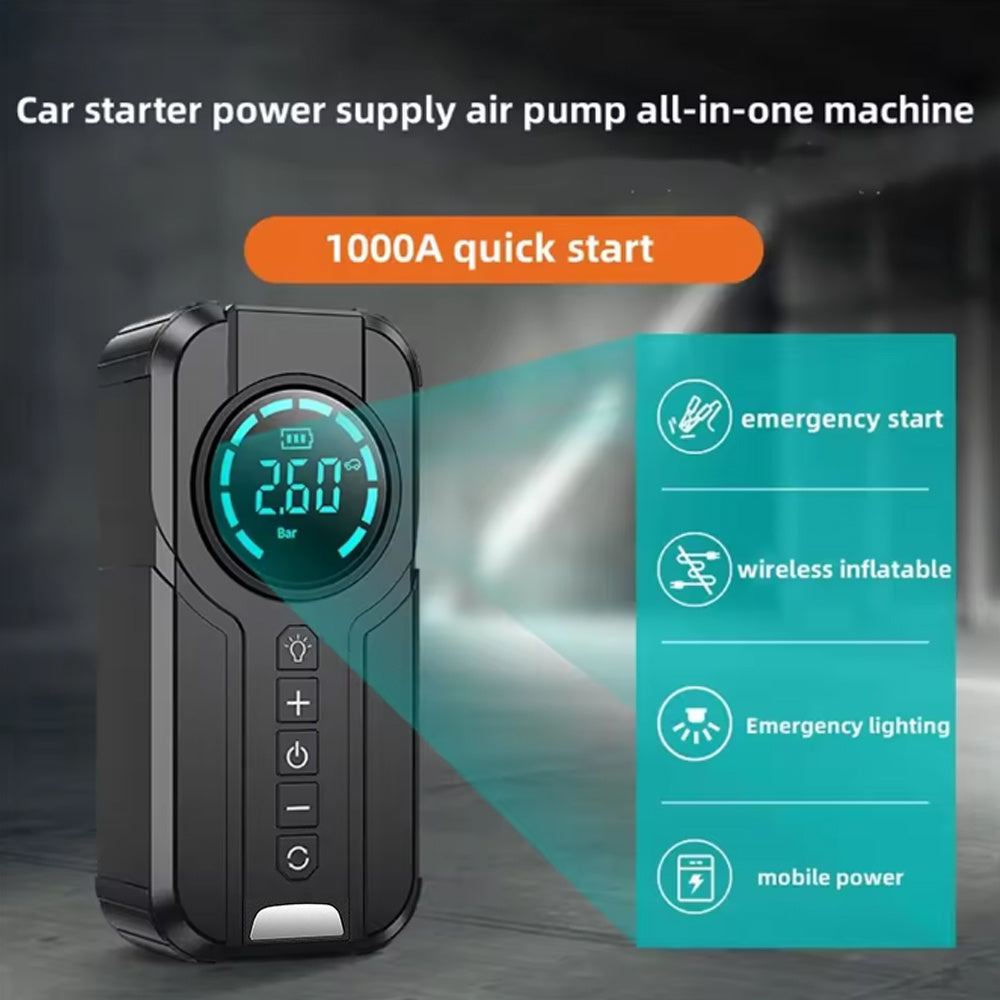 Booster de Voiture 3-en-1 – 3000A + Compresseur + Power Bank