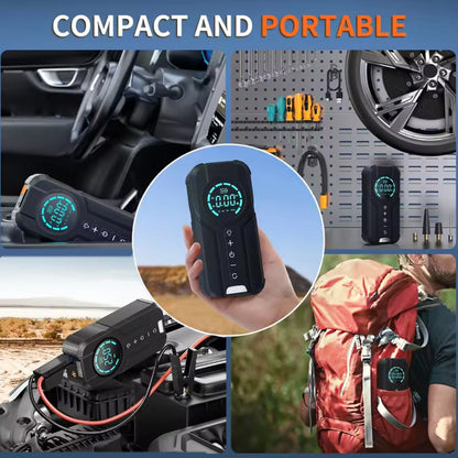 Booster de Voiture 3-en-1 – 3000A + Compresseur + Power Bank