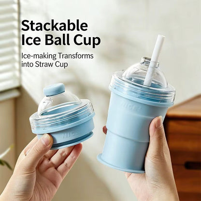 Tasse / Gobelet Pliable en Silicone avec Paille & Moule à Glaçons