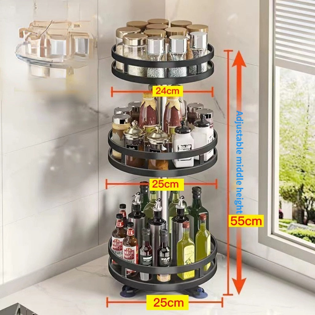 Élégance en Mouvement – Plateau de Rangement Rotatif Circulaire à 3 Niveaux 360°