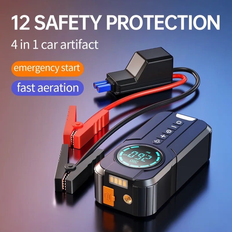 Booster de Voiture 3-en-1 – 3000A + Compresseur + Power Bank