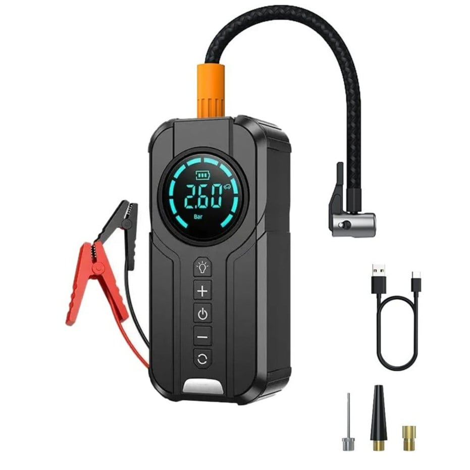 Booster de Voiture 3-en-1 – 3000A + Compresseur + Power Bank