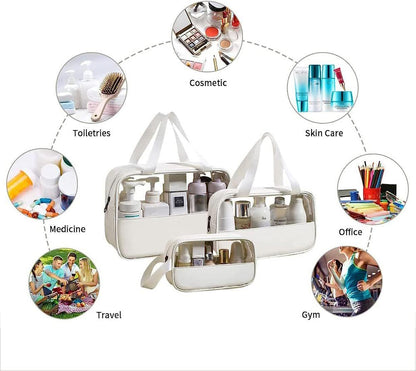 3 Trousse de maquillage transparente pour femmes