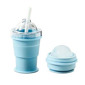 Tasse / Gobelet Pliable en Silicone avec Paille & Moule à Glaçons