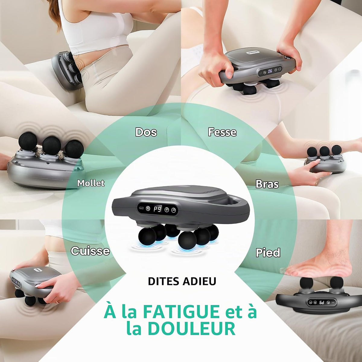 Pistolet De Massage Par Vibration à 6 Têtes