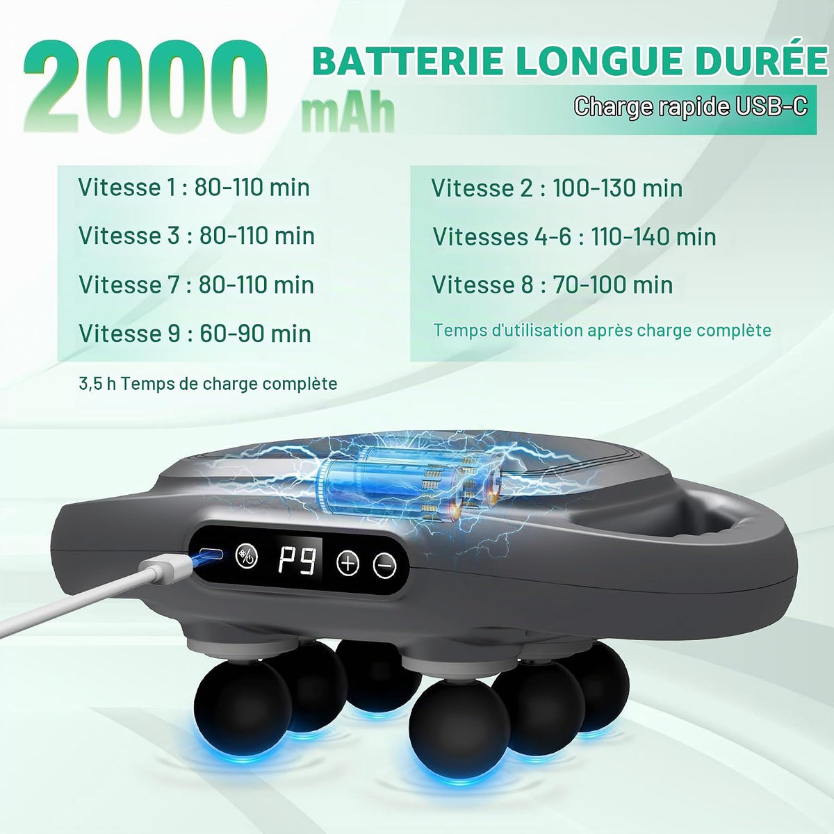 Pistolet De Massage Par Vibration à 6 Têtes