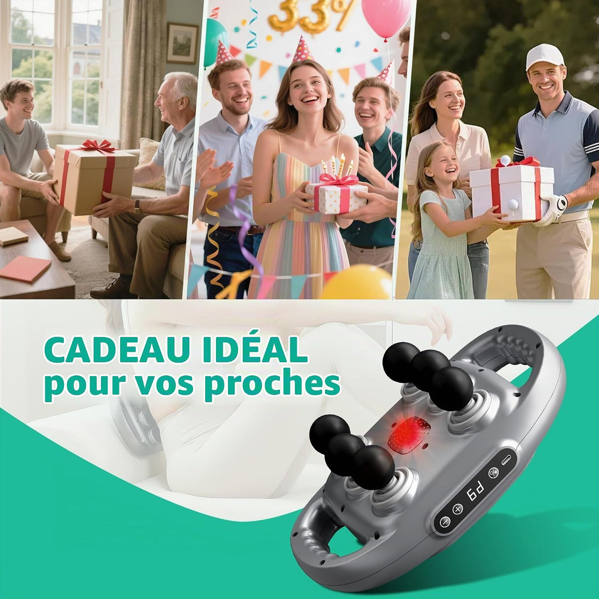 Pistolet De Massage Par Vibration à 6 Têtes