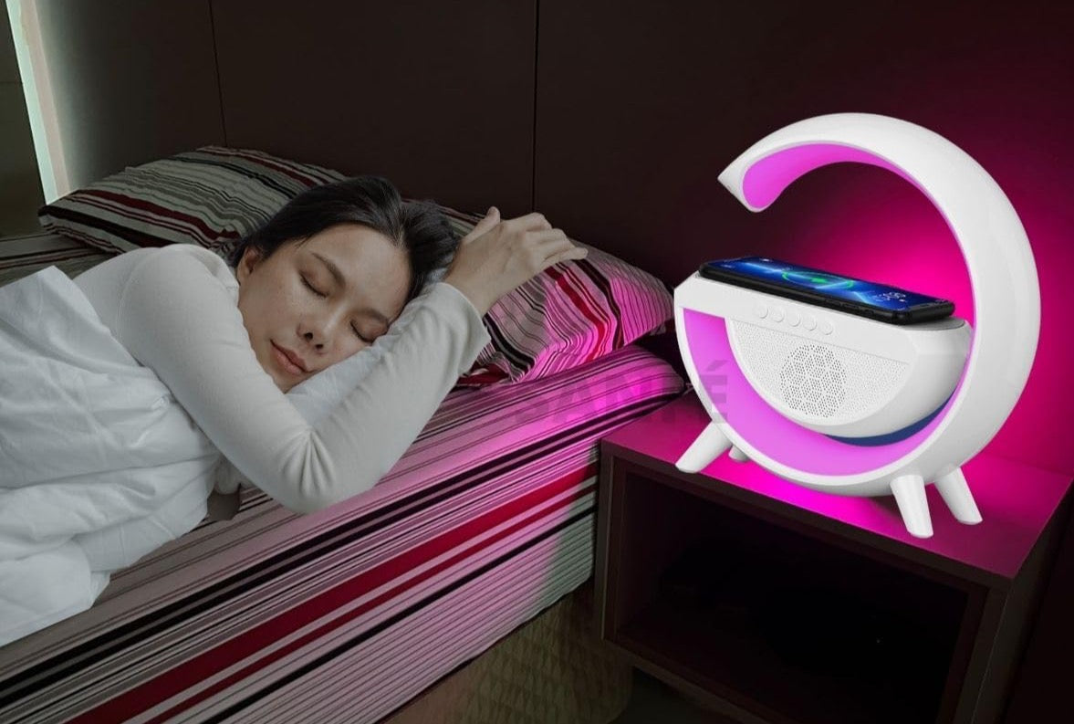 Speaker Bluetooth RGB avec chargeur wireless universel.